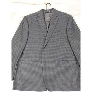 Men's Ralph Lauren Size 48‎ R Blue And Black Checkered Print Polyester Blend...